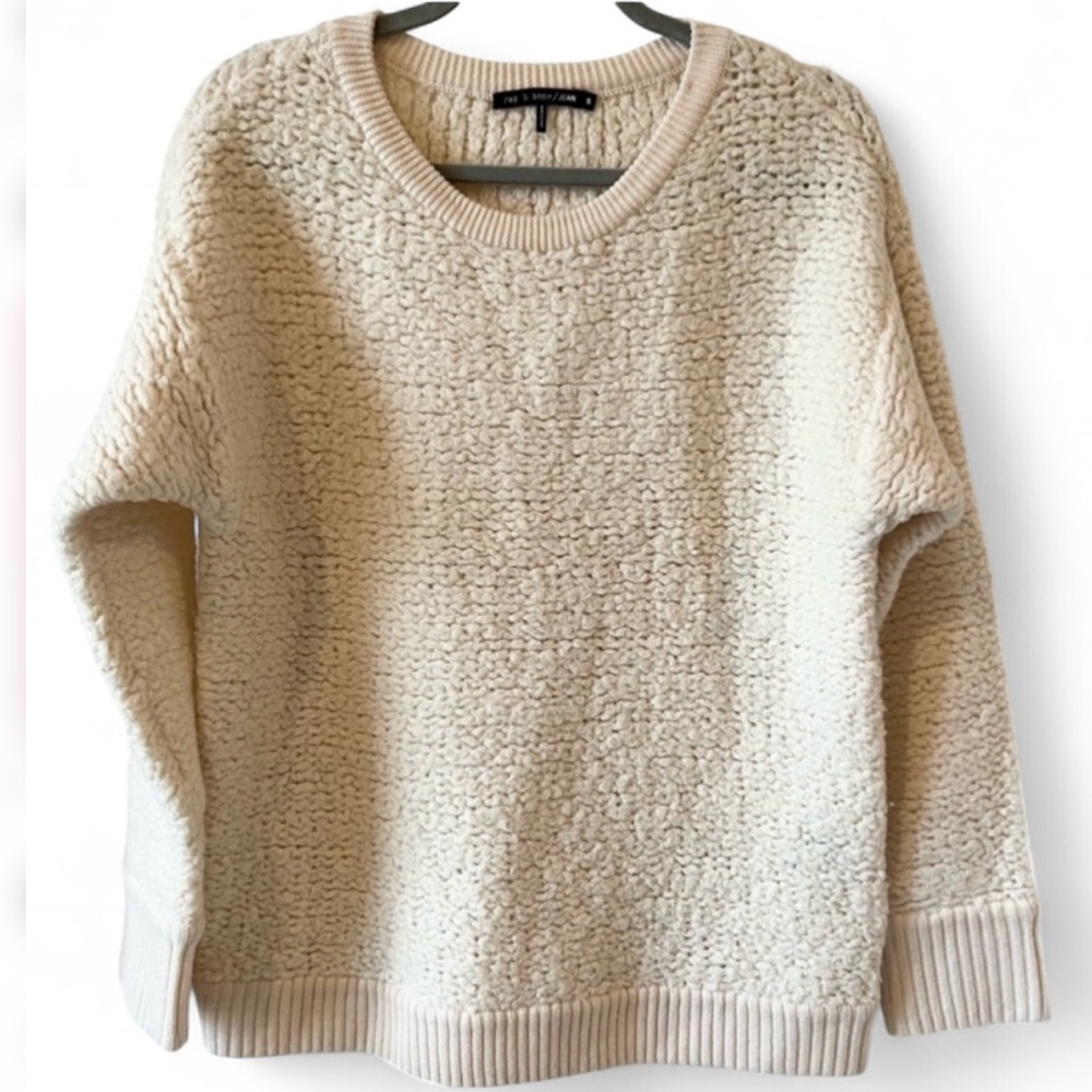 rag & bone Off-White Textured Knit Sweater